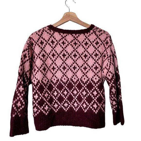 Anthropologie Maeve Sigfried Pink Wool Marsala Crewneck Sweater Size XSP - Picture 3 of 6